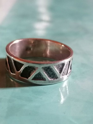 Silver 925 ring band with embossed linear design new no 56 (US 7.5)