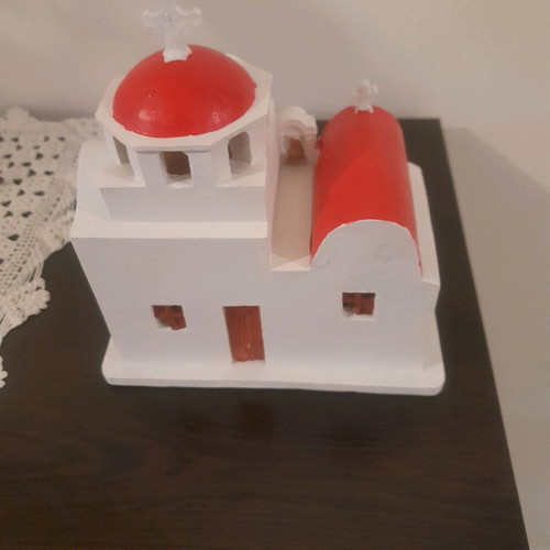 Decorative Mykonos church new with internal light gypsum 15×17