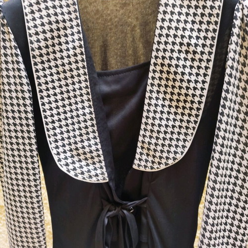 Vintage 80s pied de poule mini dress used, black and white