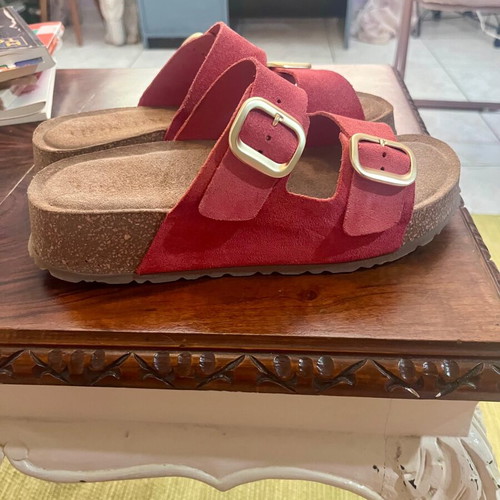 Yokono Wiwi coral flatform sandals, suede and cork