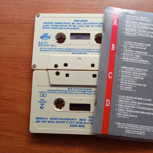 Double audio tape Top Hits used, 1980s 1990s