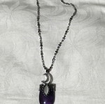 Amethyst Moon Necklace with Steel Starry Chain
