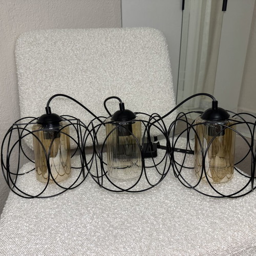 Modern ceiling light with 3 glass shades like new