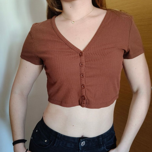 Ribbed Crop Top Shein like new, brown, size M