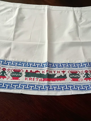 Vintage traditional embroidered apron from Crete used