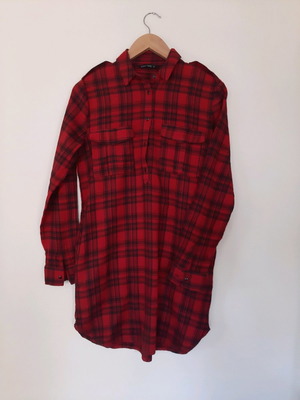 Women's shirt dress used, red, size S, long