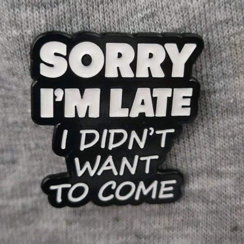 Emblem Pin Sorry I'm Late I Didn't Want to Come like new