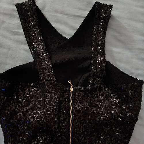 Italian black sequin crop top, size S