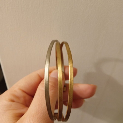 Triple bracelet used, stainless steel, silver and gold tone