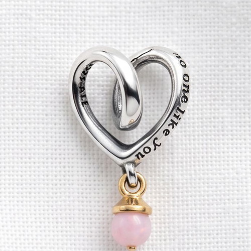 Pandora Mum Two-Tone Wrapped Heart Charm S925 new, pink and silver