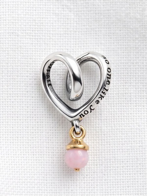 Pandora Mum Two-Tone Wrapped Heart Charm S925 new, pink and silver