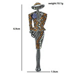 Girl figure pin new, blue and gold