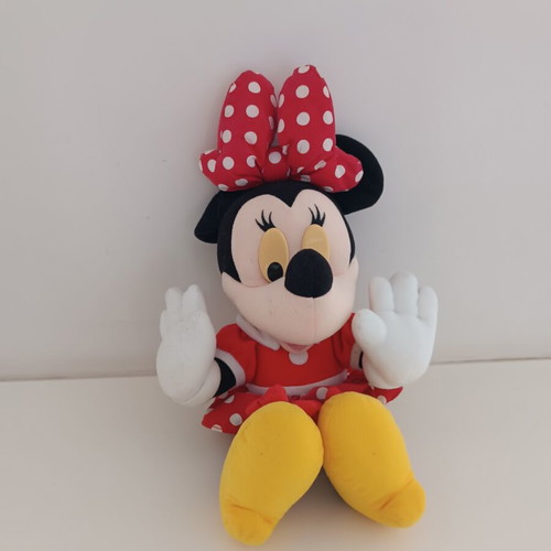 Minnie Mouse plush doll in red polka dot dress, Disney