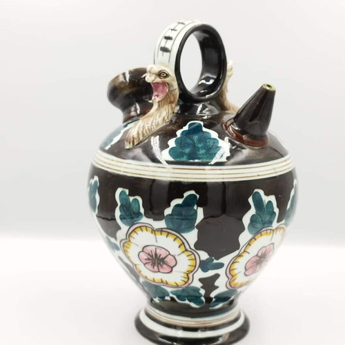 Handmade ceramic container for olive oil, wine used