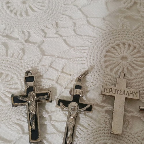 Cross amulet set used, 3 pieces from Jerusalem