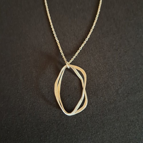 Minimal long necklace with sculptural silver 925 motif