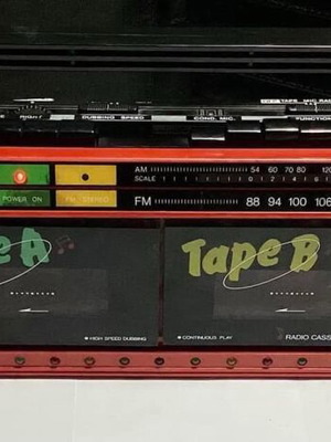 Vintage Boombox International AK-23 red 1980s used with light effects