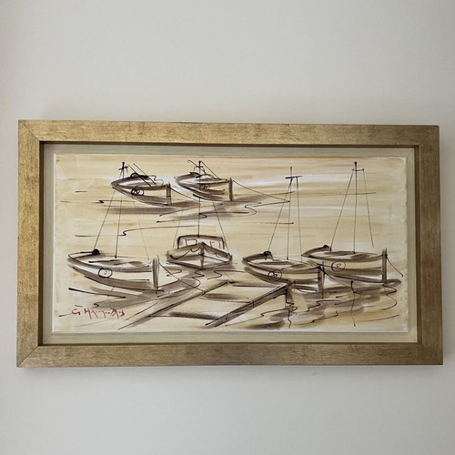 Painting "Βάρκες" by Giorgos Iliopoulos like new