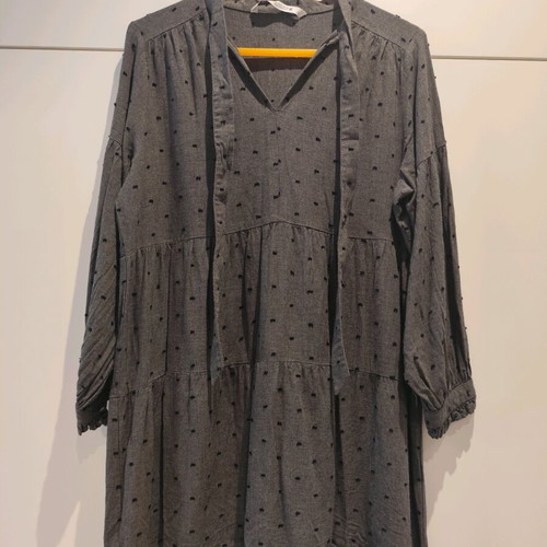 Zara grey blouse dress like new with neck tie