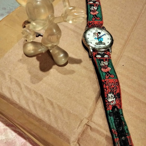 Disney vintage collection with Mickey Mouse watch, keychain & lenticular cap used