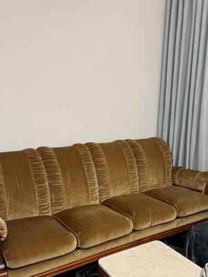 Vintage 4-seater sofa used from 1970 with velvet fabric