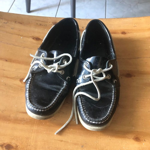 Sebago Docksteps boat shoes used, black and white, size 41