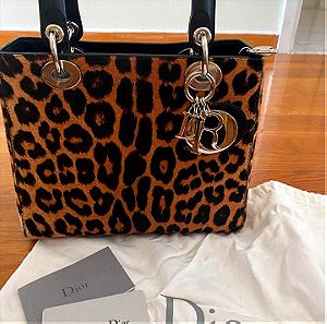 τσάντα DIOR leopard print 2-way handbag ολοκαινουργια αυθεντικη διασταση 24χ20