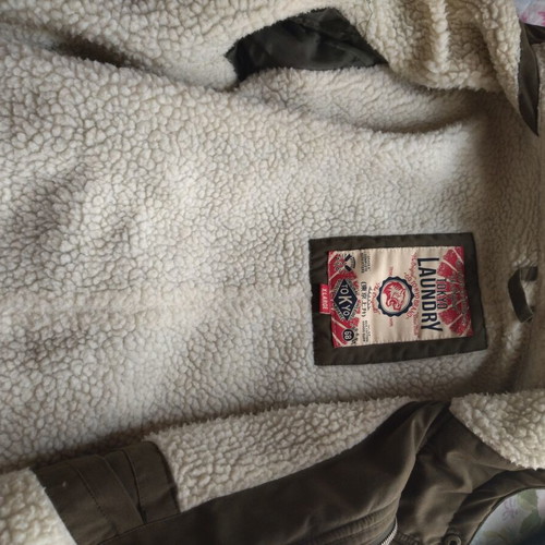 Tokyo Laundry men's parka jacket XL used, khaki with sherpa lining