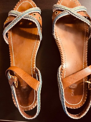 Πλατφόρμες πέδιλα δερμάτινες Car Shoe σαν καινούργιο, πολύχρωμες