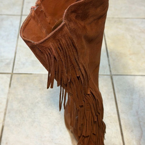 Migato boots with 10cm heel used, brown size 38 with fringes