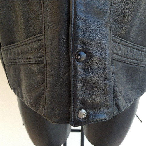 Men's black leather vest used, size L