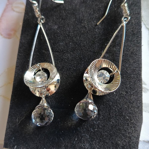 Vintage earrings with Swarovski crystals new, silver