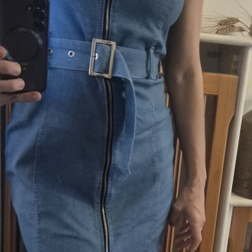 Denim dress with belt like new, size medium