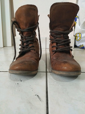 Leather women's ankle boots size 40 like new, brown, laced