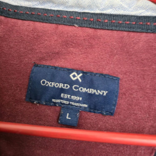 Oxford Company men's shirt used, cotton burgundy-blue, size L