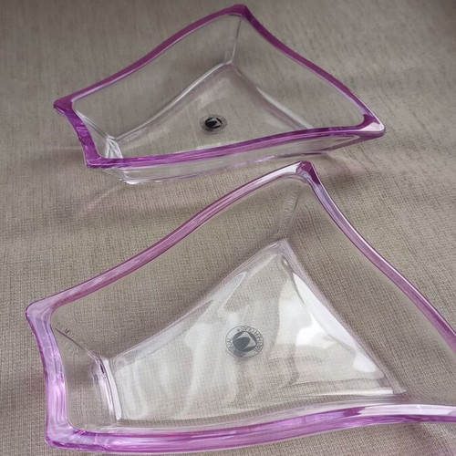 Walther glass bowl set new in violet shade