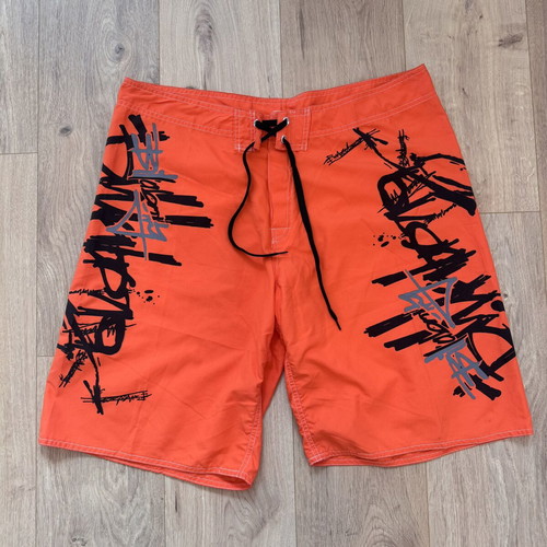 Billabong Vintage Swim Shorts Made in USA Size 40 Orange Black like new