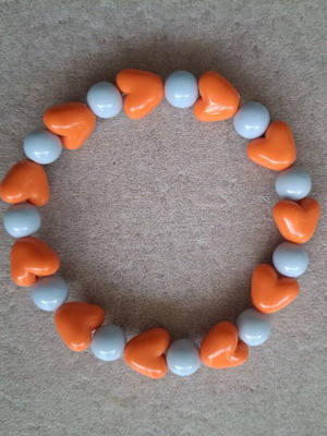 Handmade bracelet with heart beads new in various colors