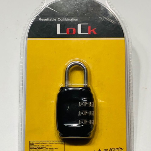 Small metal padlock with 3-digit combination security new