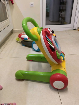 Foldable walker with activities used