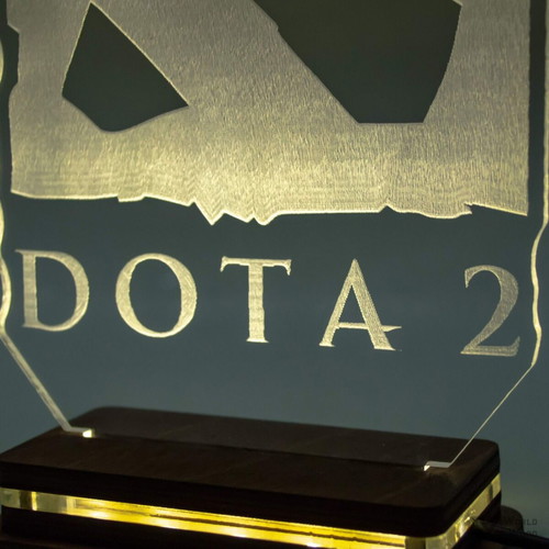 Dota 2 LED lamp handmade with wooden base and plexiglass new