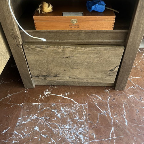 Complete bedroom set used, includes bed, nightstands, drawers, TV unit, coffee table