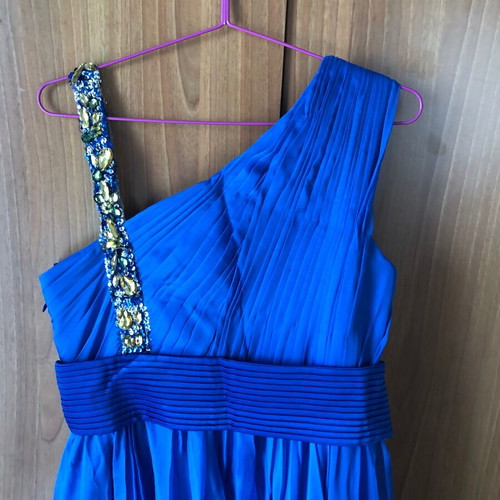 Formal long dress xl new, blue one-shoulder