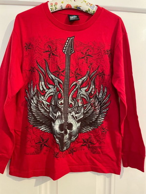 Top Heavy vintage guitar logo t-shirt M used red