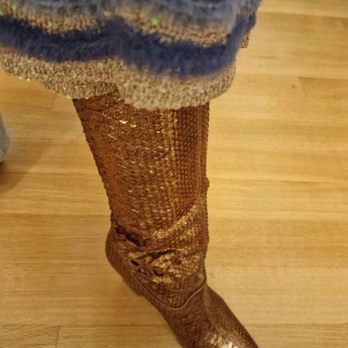 Casadei leather gold boot like new, size 38
