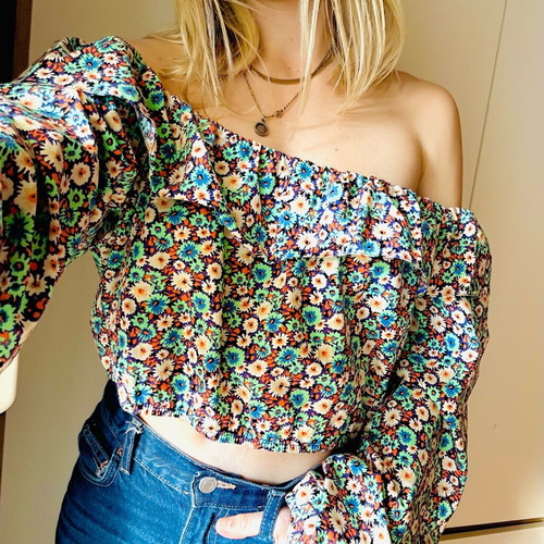 Crop top floral used River Island, multicolor, size S