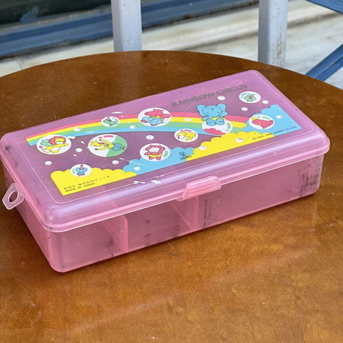 Sanrio Rainbow Circus vintage pencil case, made in Japan 1983–1984