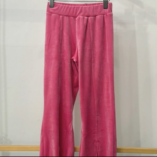 Velvet set with pockets on blouse and pants, new, pink, sizes 14 and 16