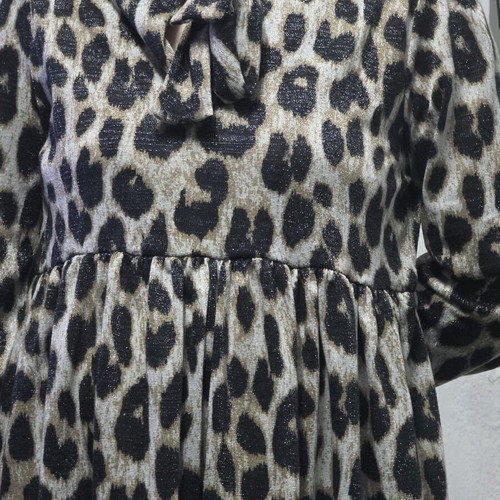 Shiny leopard print dress like new, size L, black and beige