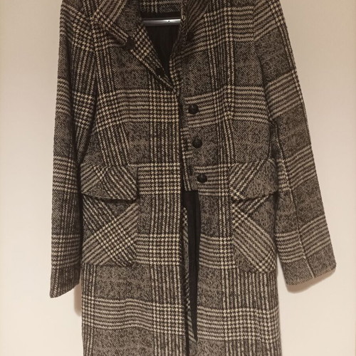 Zara checked women's coat used white black grey size L